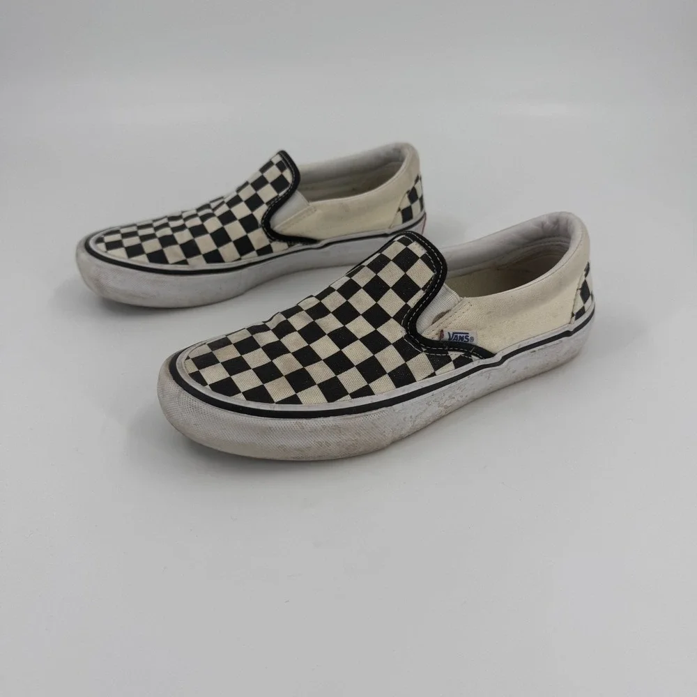Vans Skate Shoes Mens US 7.5 Black White Checkerboard Ultracush Slip On 500714